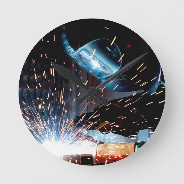 Schweißfunken Runde Wanduhr (Vorderseite)