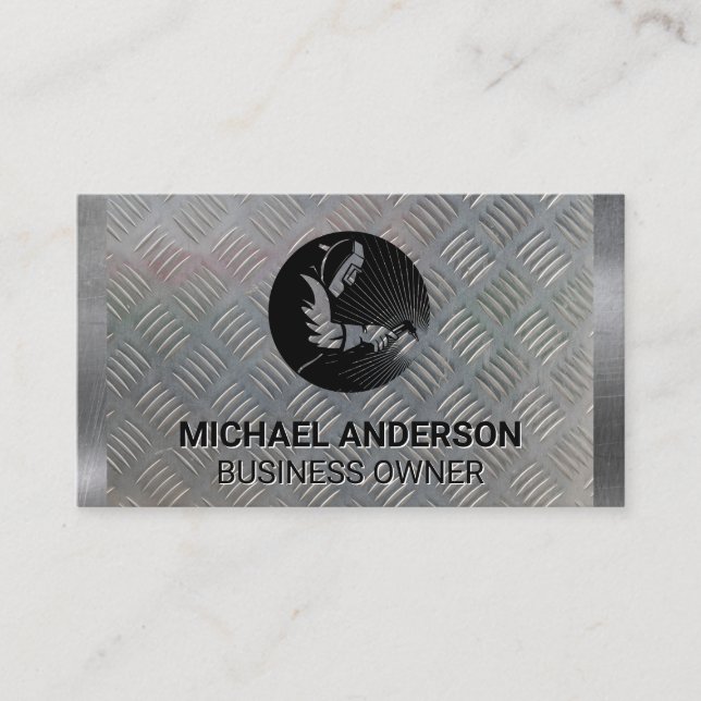 Schweißgerät | Bau | Metallstahl Visitenkarte (Vorderseite)