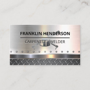 Schweißmasken-Logo Metallisch Blue Collar Visitenkarte