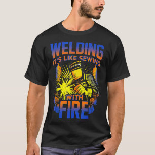 Schweißnaht von Shirt für Schweißer mit Feuer