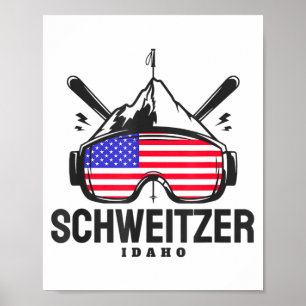 Schweitzer Idaho USA Ski Retro Skifahren Poster