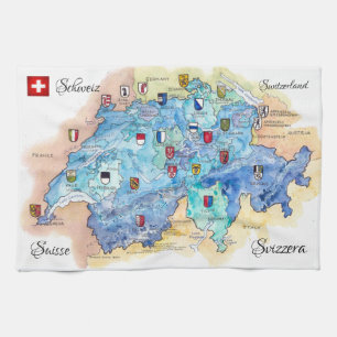 " Schweiz: 2021/heute - 26 Kantone Geschirrtuch