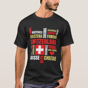 Schweiz Alpen Kühe Fondue Käse Skifahren Schweiz L T-Shirt