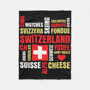 Schweiz Alpen Kühe Fondue Käse Skifahren Schweizer Fleecedecke