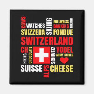 Schweiz Alpen Kühe Fondue Käse Skifahren Schweizer Magnet