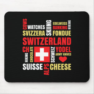 Schweiz Alpen Kühe Fondue Käse Skifahren Schweizer Mousepad