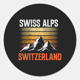 Schweiz Alpen Vintage Skifahren Berge Schweizer So Runder Aufkleber