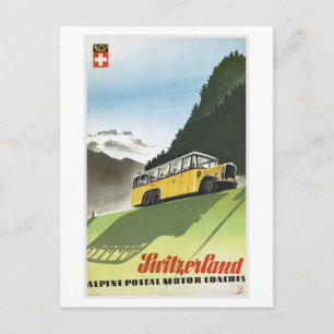 Schweiz Alpenbus Vintage Reise Postkarte