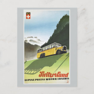 Schweiz Alpenbus Vintage Reise Postkarte