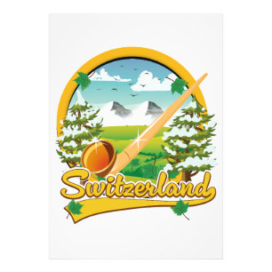 Schweiz Alphorn Retro-Reiselogo Fotodruck