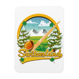 Schweiz Alphorn Retro-Reiselogo Magnet
