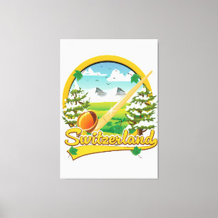 Schweiz Alphorn-Retrologo Leinwanddruck