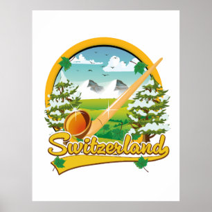 Schweiz Alphorn-Retrologo Poster