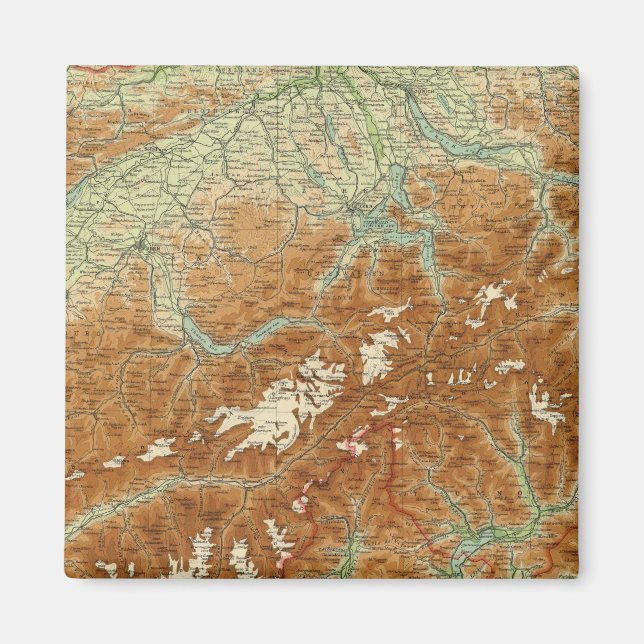 Schweiz Atlas Karte Magnet (Vorne)