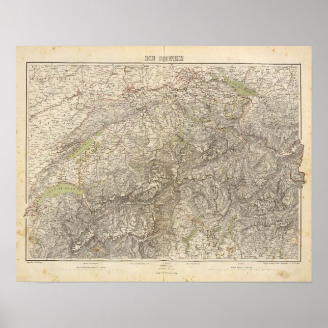 Schweiz Atlas Karte Poster (Vorne)