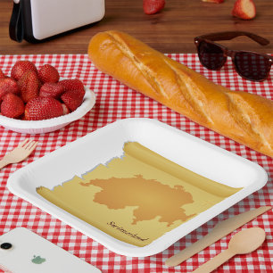 Schweiz auf Pergament Pappteller