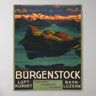 Schweiz Burgenstock Luft-Kurort Bahn Luzern Poster