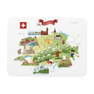 Schweiz Cartoon Karte Magnet