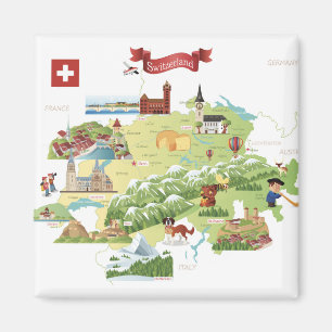 Schweiz Cartoon Karte Magnet