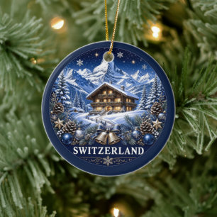 Schweiz-Chalet-Souvenir Keramik Ornament