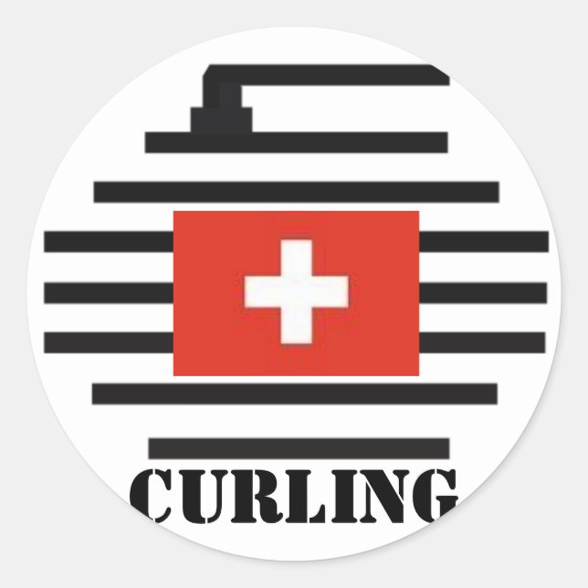 Schweiz Curling Runder Aufkleber (Vorderseite)