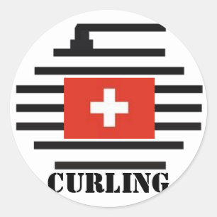 Schweiz Curling Runder Aufkleber