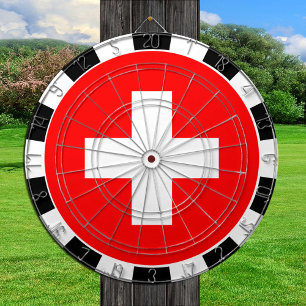 Schweiz - Dartboard & Swiss Flag / Spielbrett Dartscheibe