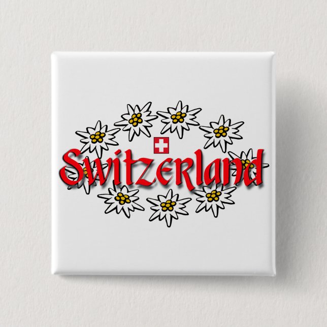 Schweiz Edelweiss Sq Button (Vorderseite)
