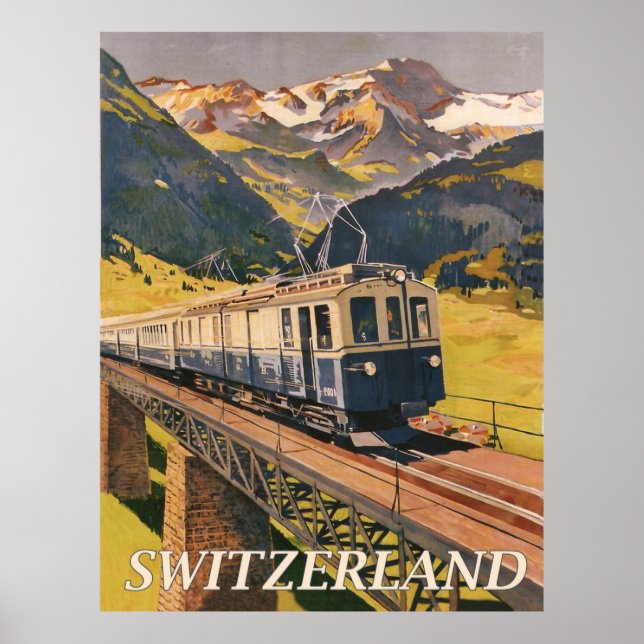 Schweiz, Elektrozug, Eisenbahn Poster (Vorne)