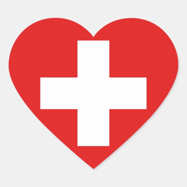 Schweiz-Flag-Heftsticker Herz-Aufkleber (Vorderseite)