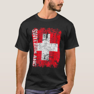 SCHWEIZ-Flag Vintage geschwächte SCHWEIZER T-Shirt
