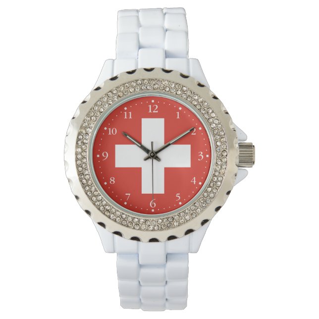 Schweiz Flagge Armbanduhr (Vorderseite)