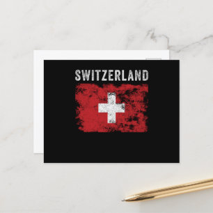 Schweiz Flagge Distressed - Schweizer Flagge Postkarte