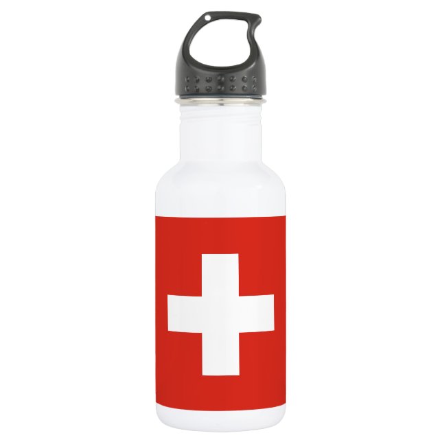 Schweiz Flagge Edelstahlflasche (Vorderseite)