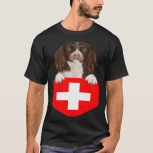 Schweiz Flagge Englisch Springer Spanischer Hund i T-Shirt