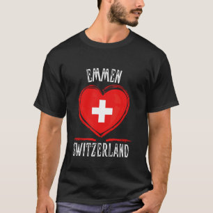 Schweiz Flagge Herz Emmen Stadt T-Shirt