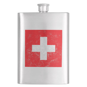 Schweiz Flagge im Distressed-Look Flachmann