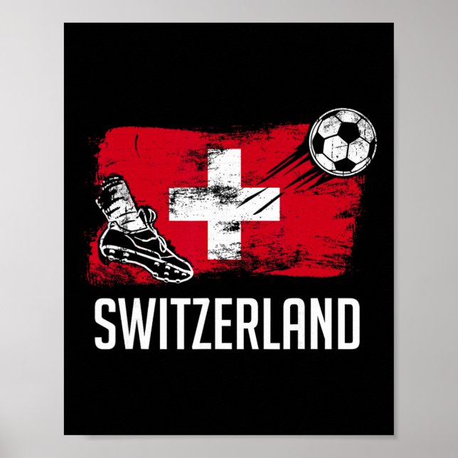 Schweiz Flagge Jersey Schweizer Fußballteam Schwei Poster (Vorne)