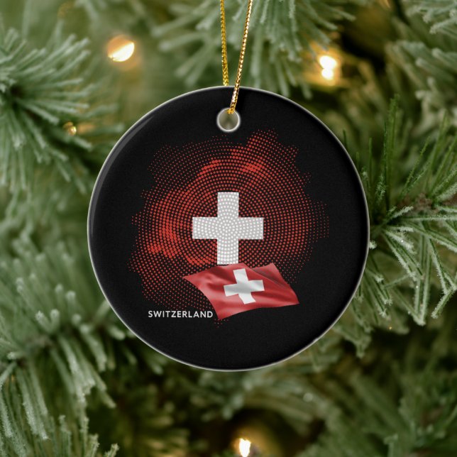 Schweiz Flagge Keramik Ornament (Baum)
