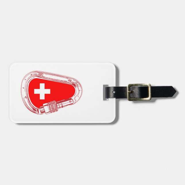 Schweiz Flagge Klettersteig Carabiner Gepäckanhänger (Vorderseite horizontal)