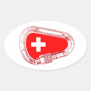 Schweiz Flagge Klettersteig Carabiner Ovaler Aufkleber