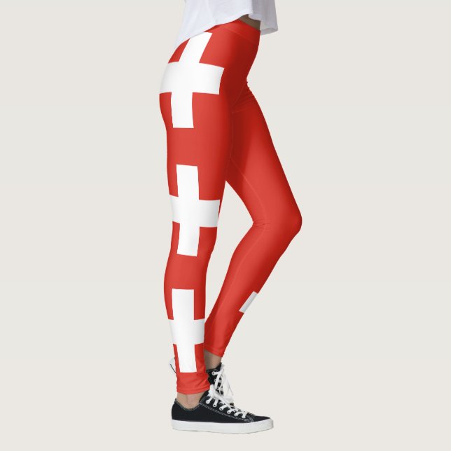 Schweiz Flagge Leggings (Rechts)