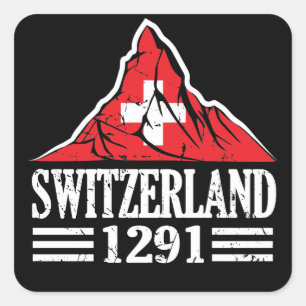 Schweiz Flagge Matterhorn Seit 1291 Quadratischer Aufkleber