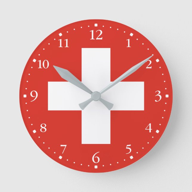 Schweiz Flagge Runde Wanduhr (Vorderseite)