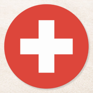 Schweiz Flagge Runder Pappuntersetzer