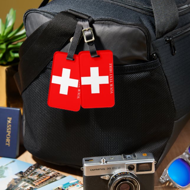 Schweiz Flagge Schweiz Swiss Gepäckanhänger (Vorderseite & Rückseite)
