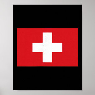 Schweiz Flagge Schweizer Bekleidung Wandern Skifah Poster