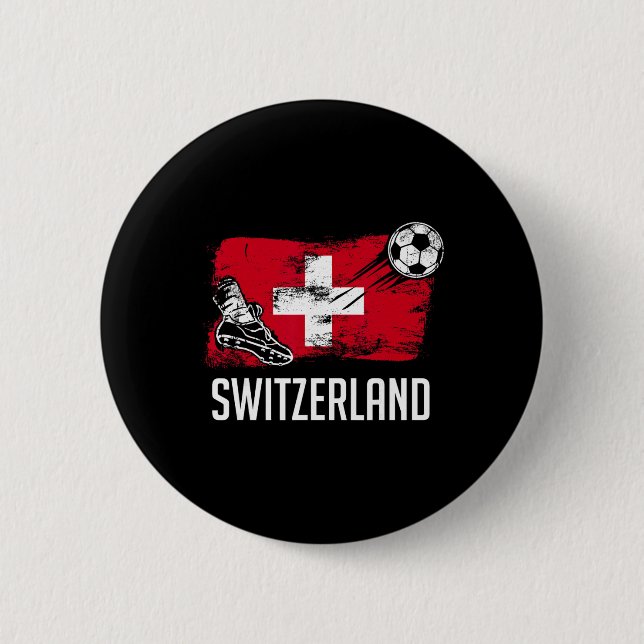 Schweiz Flagge Trikot Schweizer Fussballteam Schwe Button (Vorderseite)