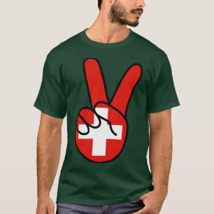 Schweiz Flagge V Zeichen T-Shirt