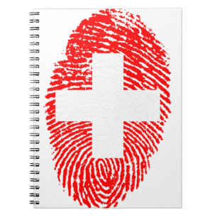 Schweiz Flaggen Fingerabdruck Land Prix Notizblock